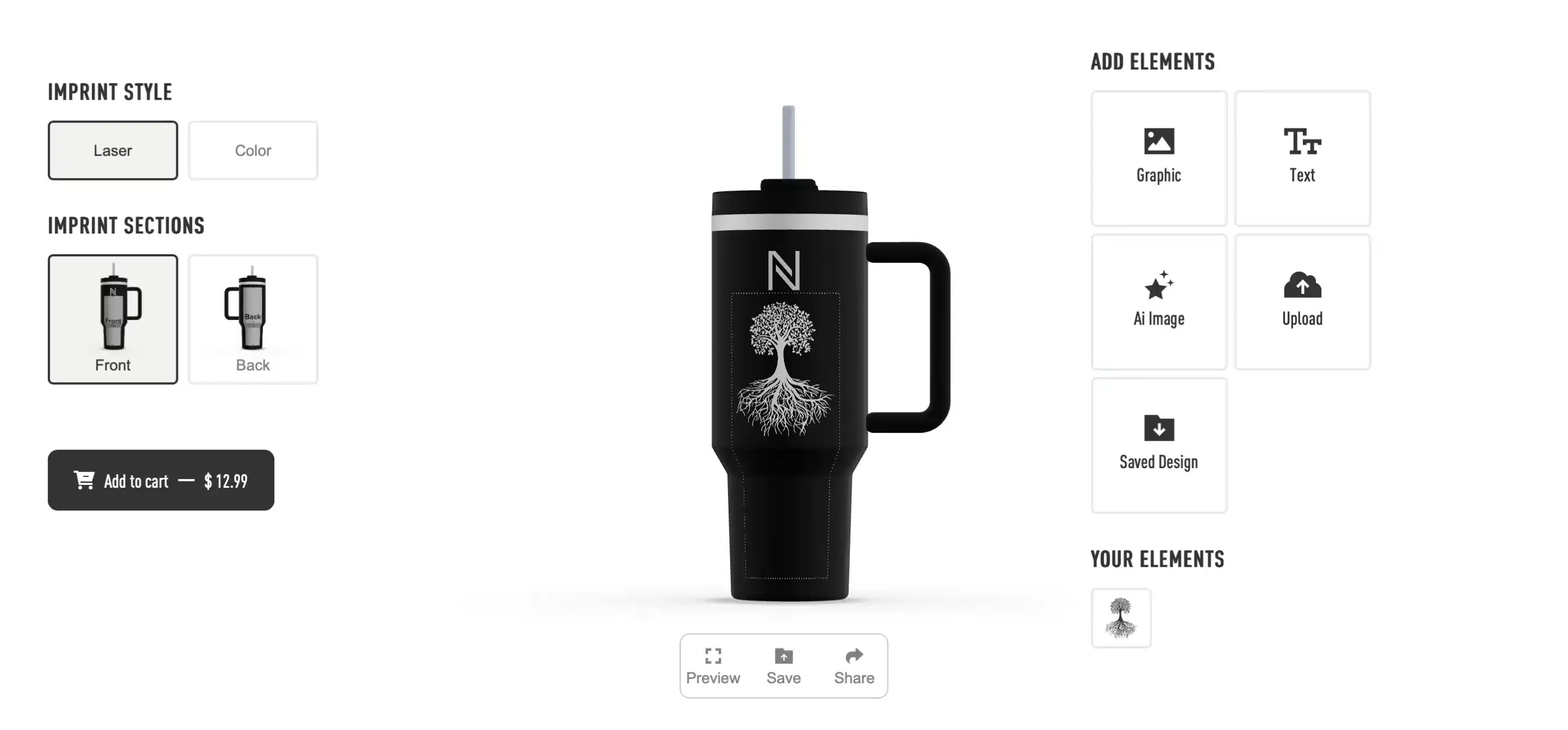 The configurator running on desktop