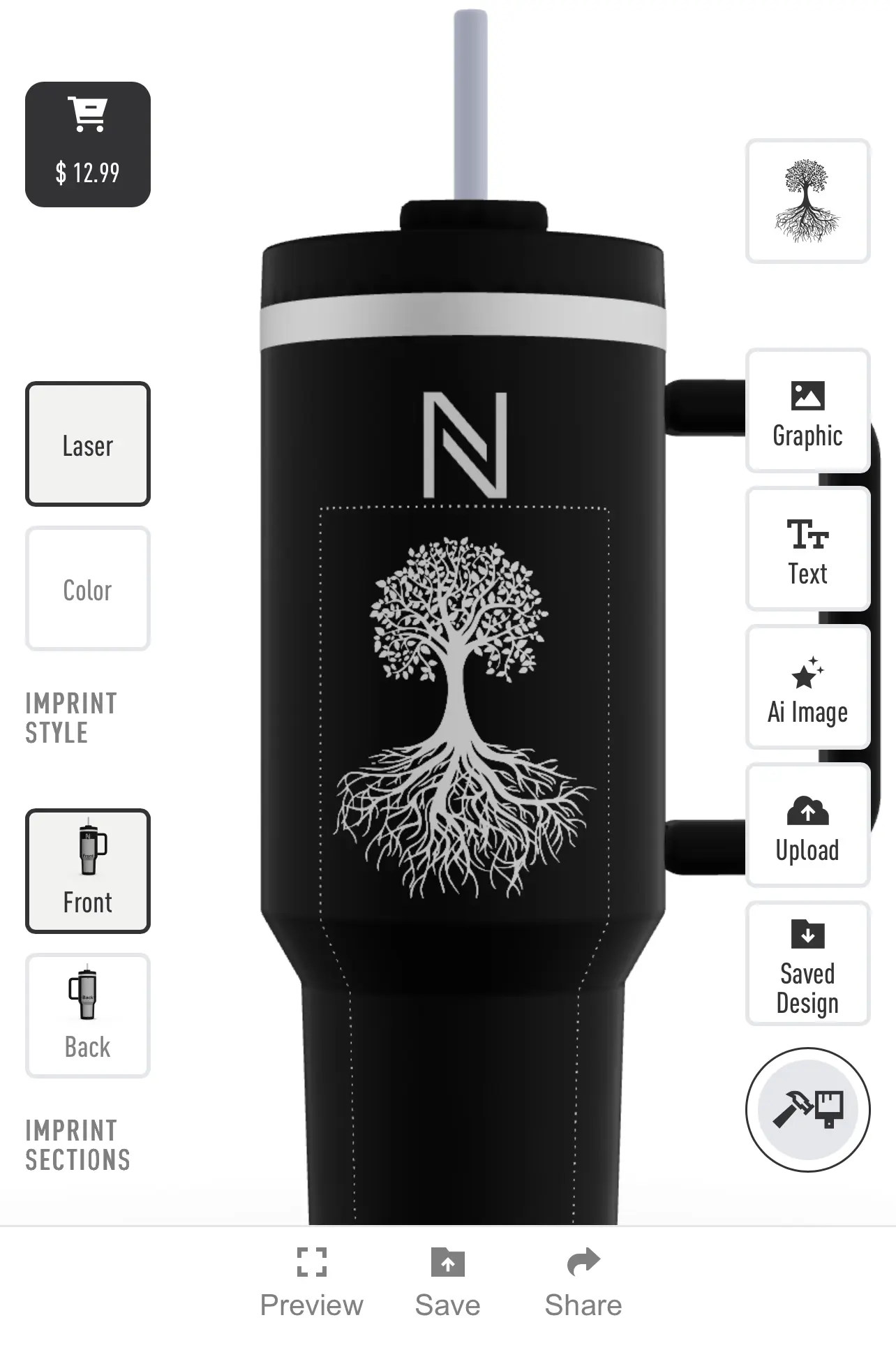 The same configurator on mobile